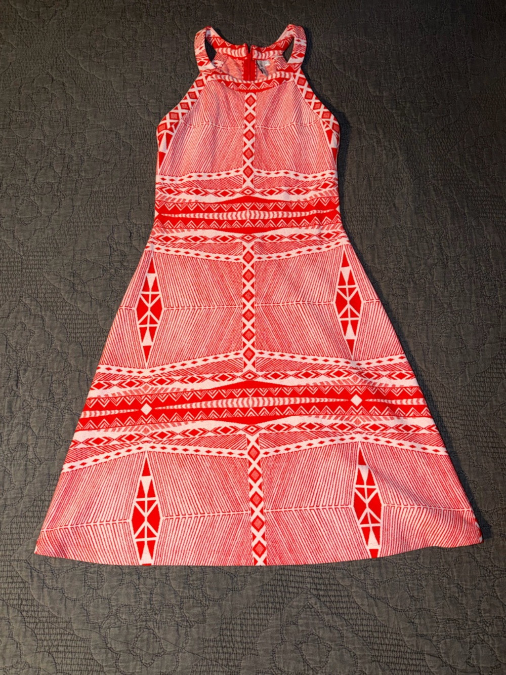 Yoana Baraschi-Anthropologie Red and White Geometric Dress